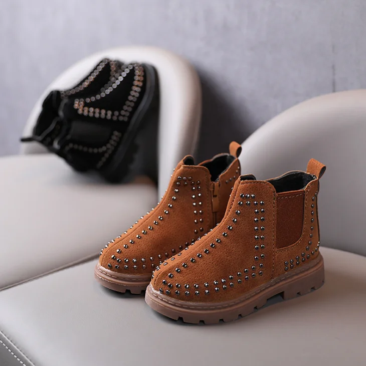 
YY10140S 2020 Most popular baby suede fashion boys and girls boots sude zipper design kids rivet boots 