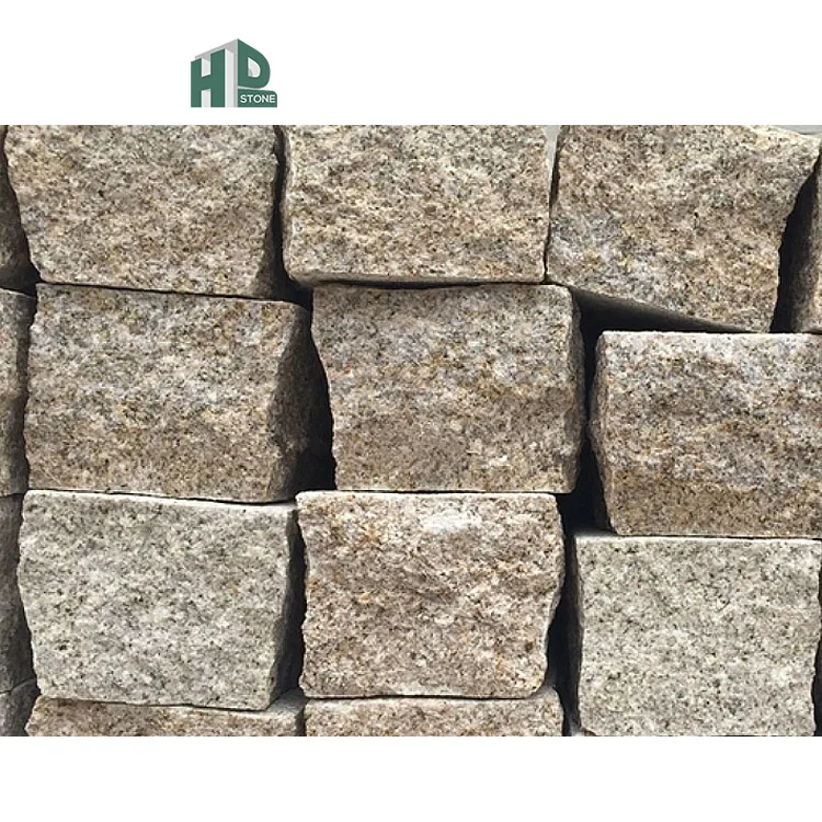 Natural Split Rusty Yellow Granite G682 Cobble Paving Cube Stone