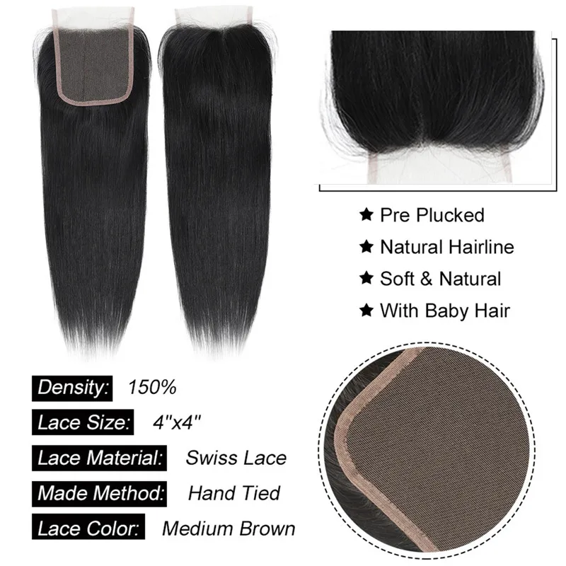 Straight Indian Human Hair 13X4 Frontal And Bundles 13x6 Lace Frontal With Bundles 26 28 30 Inch Bundles With Frontal