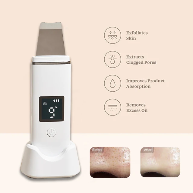 Pore Cleaner Electric Vibration Facial Scrubber Ultrasonic Ion Dead Skin Scrubber Spatula Machine