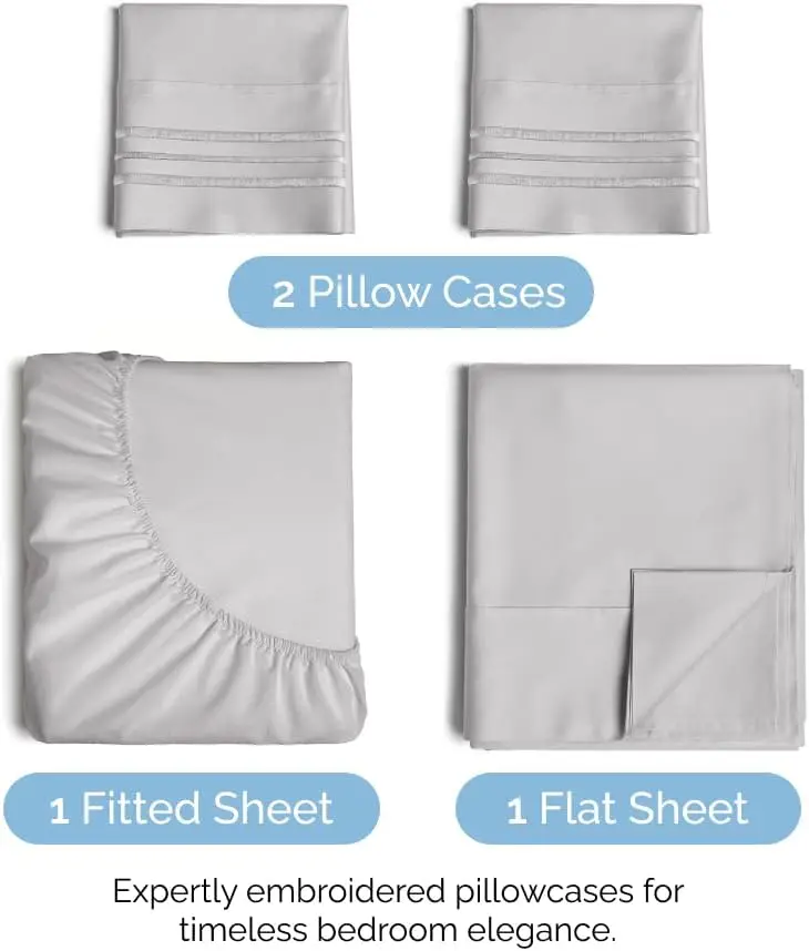 Oeko-Tex Microfiber Luxury Breathable Cooling Sheet Set Queen Size 4 Piece Bed Sheet Set