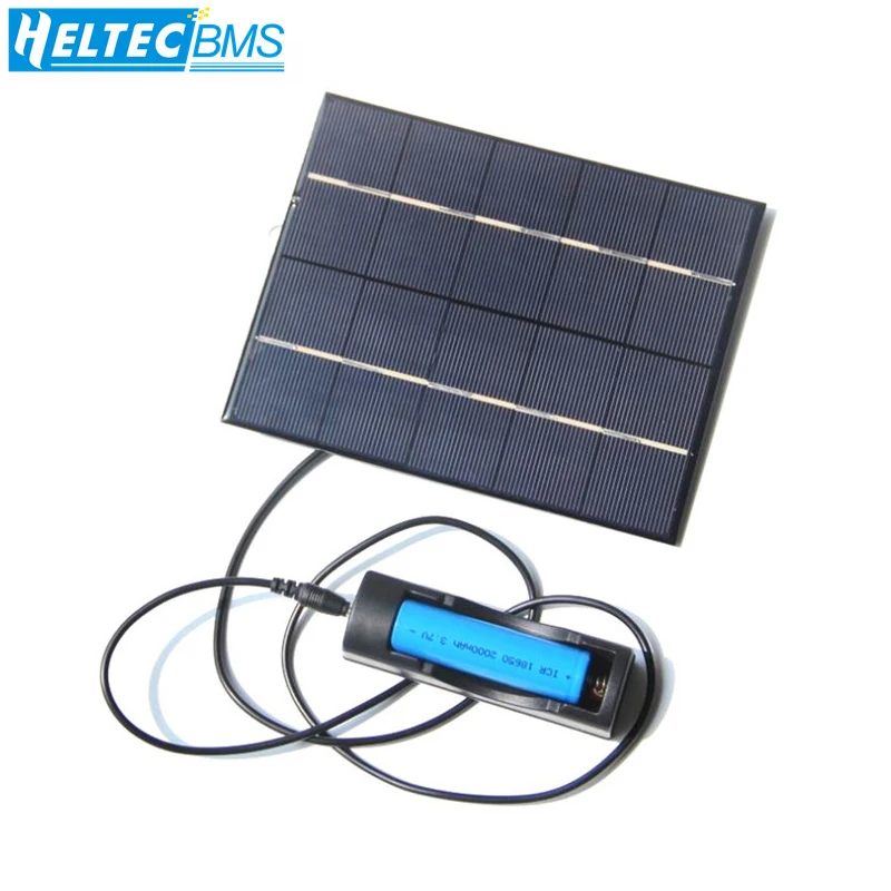 5V 3.5W solar Panel pool board Solar mobile phone charger charging board can charge 18650 rechargeable battery with 18650 case
