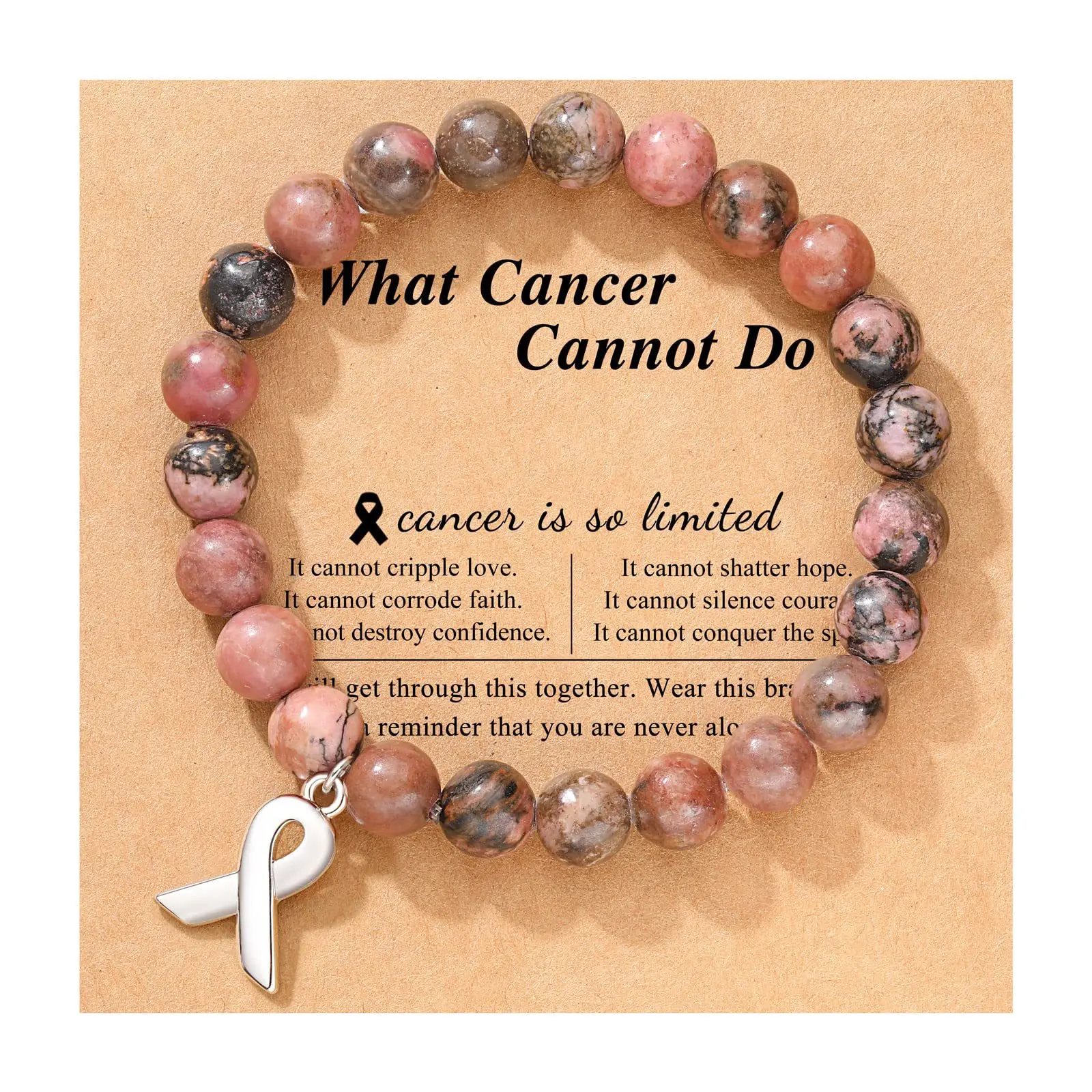 Newest Cancer Bracelet Natural Stone Bracelet with Cancer Card for Party Gift