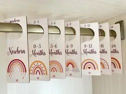 Printable Boho Rainbow Nursery Clothes Organizers Baby Closet Size Newborn Gift Hanger Wooden Sign Baby Closet Wardrobe Dividers