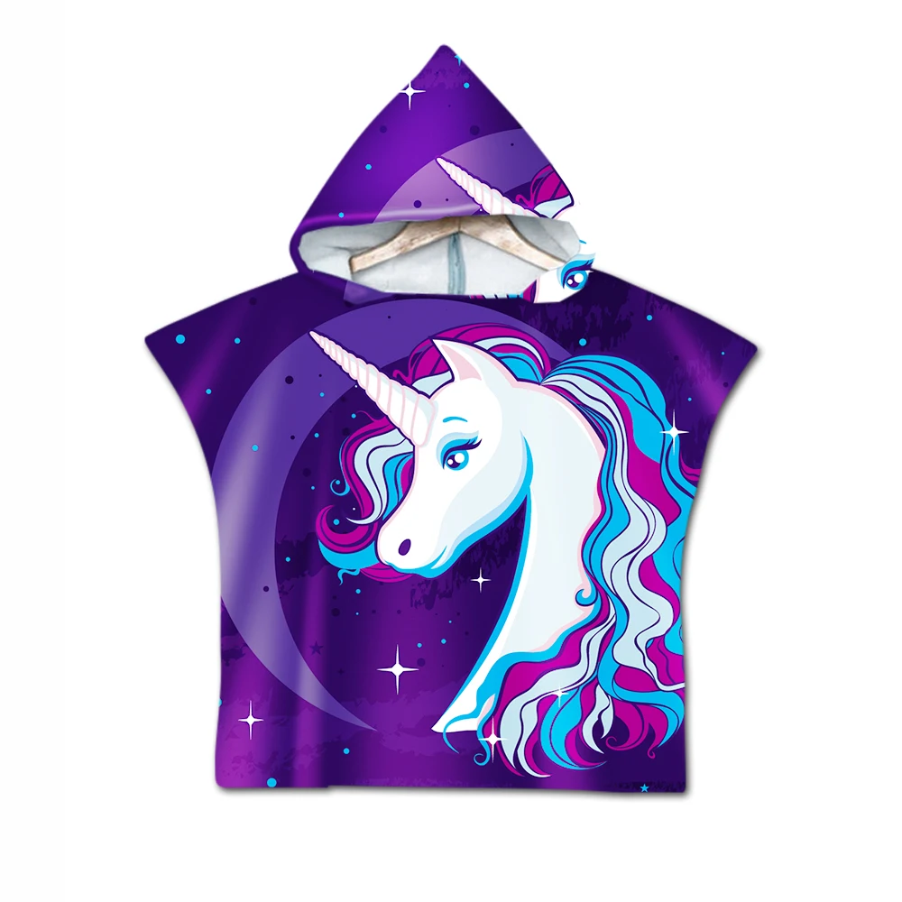 Wholesale Kids Hooded Towel Beach Surf Poncho Kids Hooded Beach Towel Super Absorbent Unicorn Hooded Towel for Kids 1pc for sale