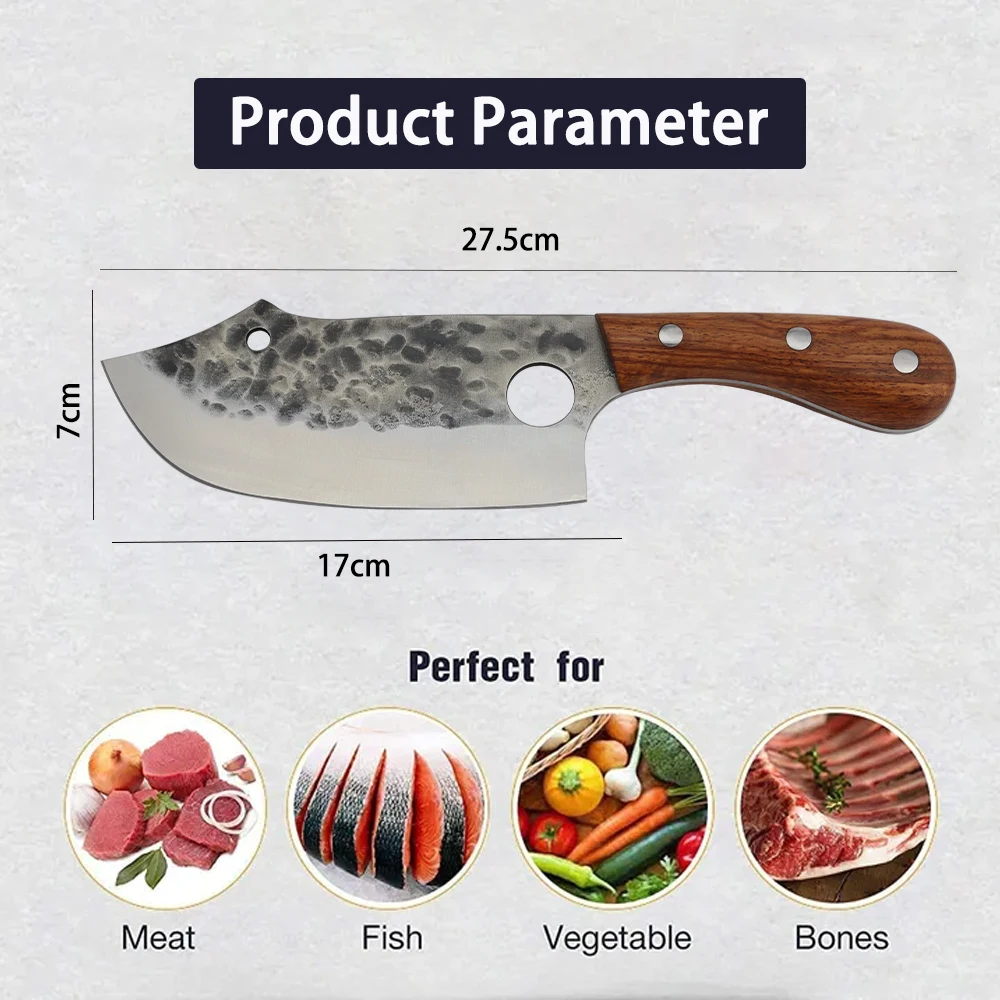 KITCHENCARE cleaver kitchen knife wood wholesale boning butcher knife with sheath