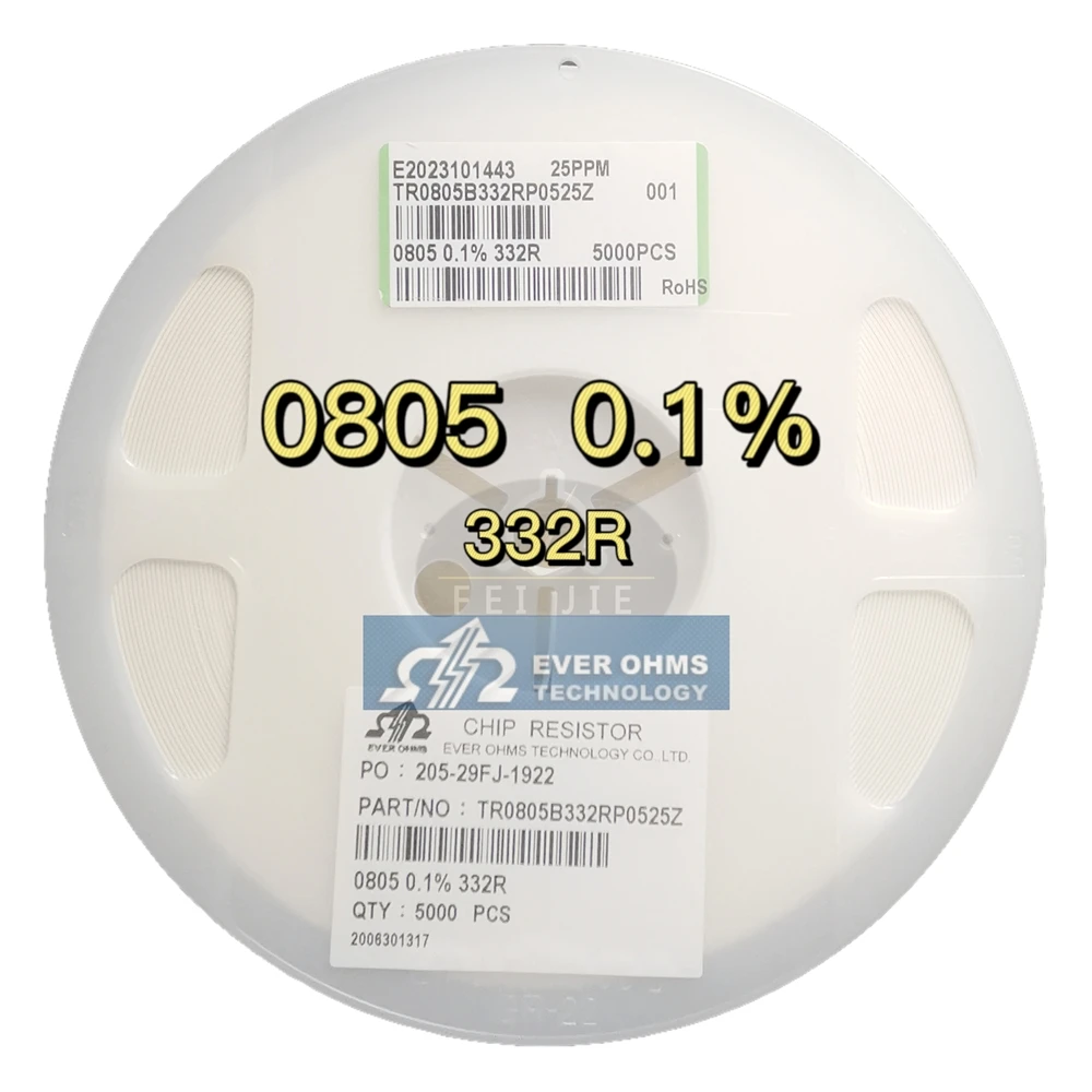 THIN FILM PRECISION RESISTOR 0805-332R 0.1% 25PPM TR0805B332RP0525Z