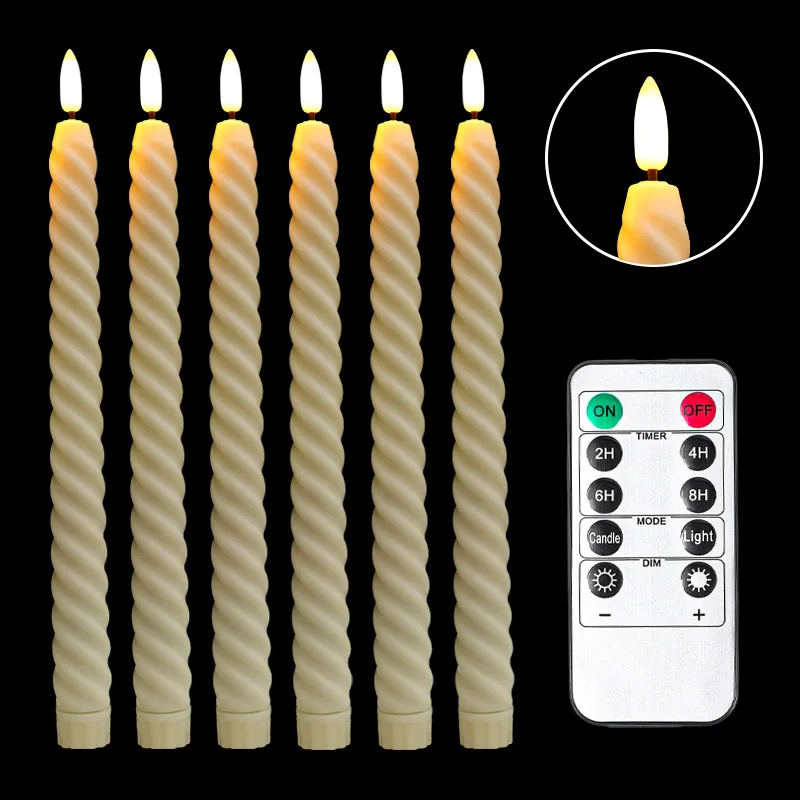 White Ivory Plastic Flameless LED Candles With Remote Control Wedding Table Decoration Battery Operated Taper LED Candle Light