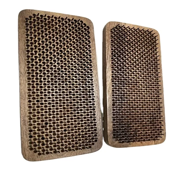 sadhu board with zinc nails durable wooden yoga fire board for meditation training sadhu board