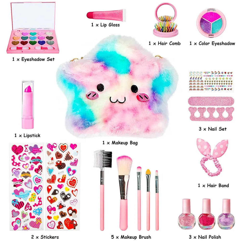 Косметический набор Amazon beauty play игрушки для девочек детские моющиеся ролевых игр макияжа «сделай сам» с лаком ногтей и сумкой
