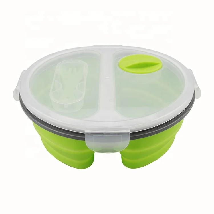 Best Price Superior Quality portable Round silicone bento lunch box silicone lunch box for kids with tableware