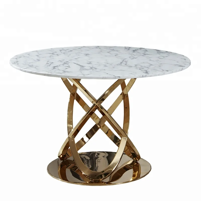 Italian style rock plate table chair modern simple hotel round table light luxury marble small family round table combination