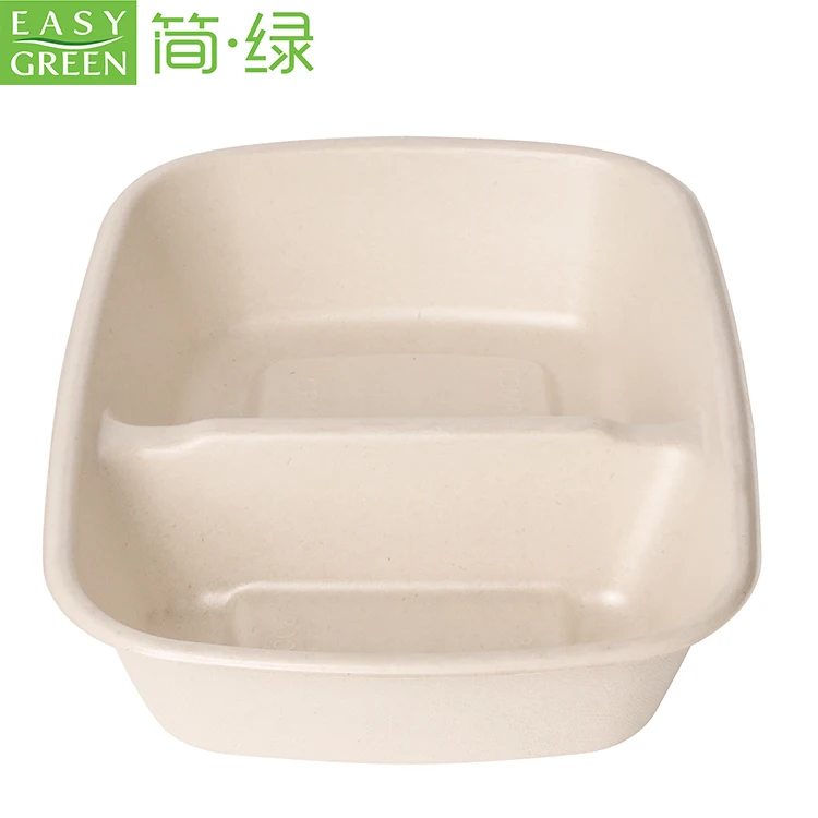 Easy Green Delivery Services Bagasse Tableware 2 Compartment Sugarcane Food Container