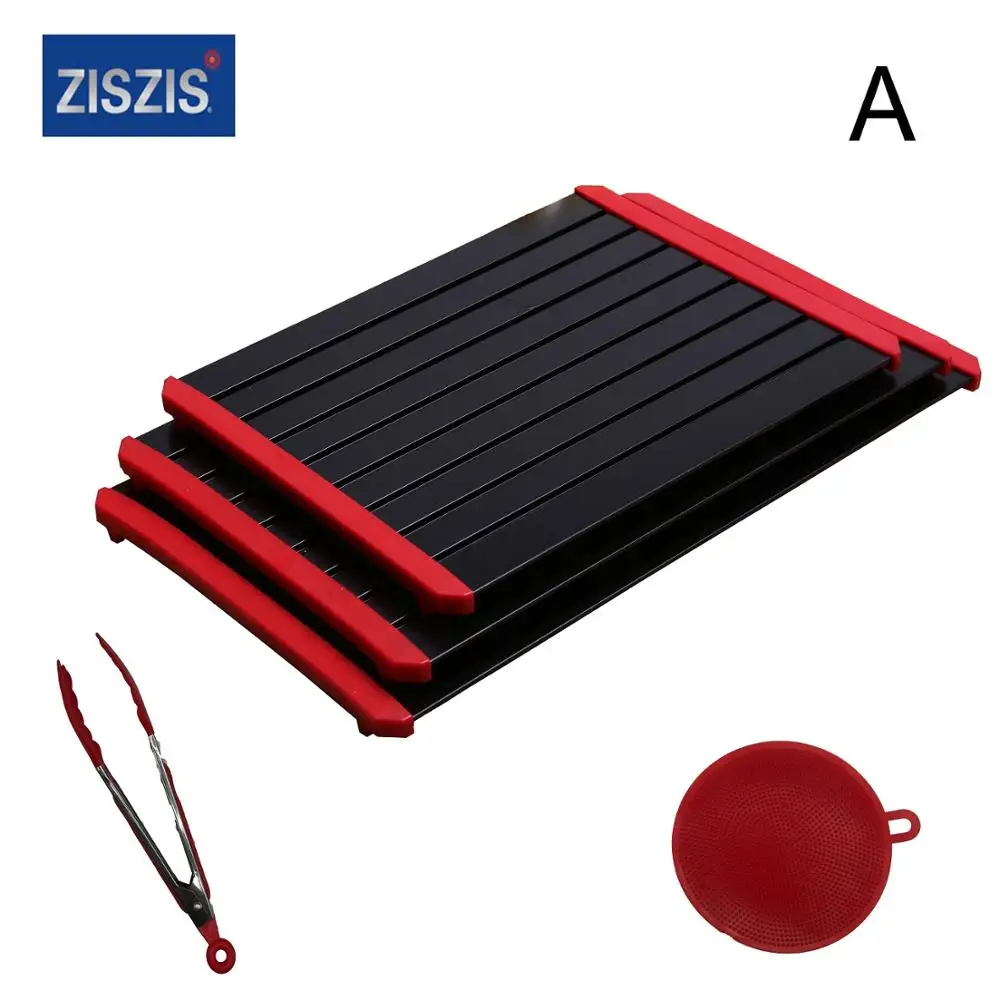 2021 New fast  thawing plate defrosting tray with silicone edge  for defrost frozen meat