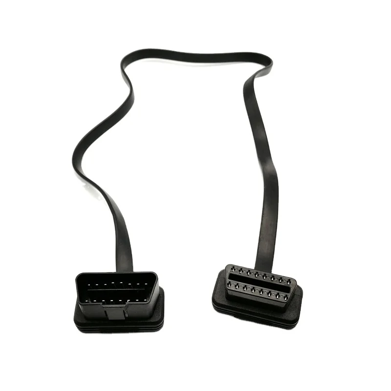 Flat Thin As Noodle OBDII OBD2 16Pin ELM327 Male To Extension cable OBD 2 Auto Car Diagnostic Cable Connector Adapter