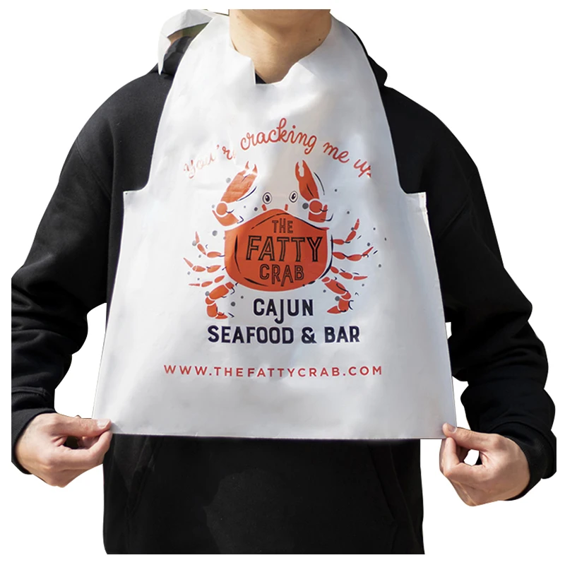 Top Selling Personalized Oil Resistant Aprons Short Lobster Crab Apron Plastic Waterproof Adult Bibs Waterproof