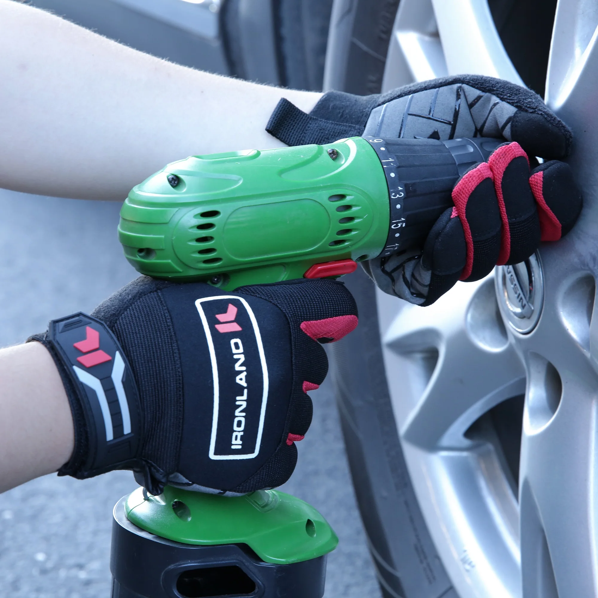 Black Red Car Repair Construction En388 Hand Work Mechanic Gloves