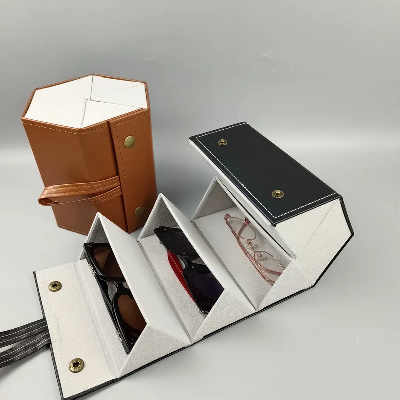Foldable Sunglasses Organizer 2/3/4/5/6 Slots Travel Glasses Case Multiple Pairs Eyeglasses Storage Box Hanging Eyewear Holder