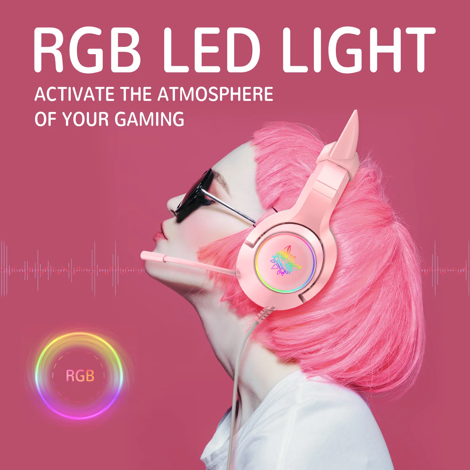K9 Gaming Headset ONIKUMA Hot Sale Online 3.5mm/7.1mm Interface Gaming Stereo Girl Pink Cat Ears Headset for Gaming
