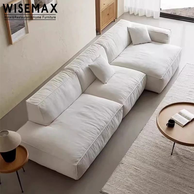 WISEMAX современный диван для гостиной удобный с перьями индивидуальный секционный в форме белой ткани