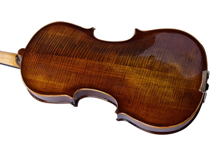 OEM professional China made high end solid spruce wood maple wood glossy 4/4 size violin with rosin bow case