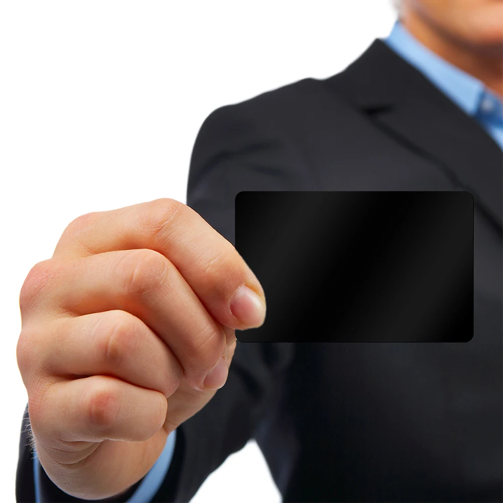 Горячая Распродажа, персонализированные визитные карточки с лазерной гравировкой на заказ, черные металлические пустые подарочные карточки