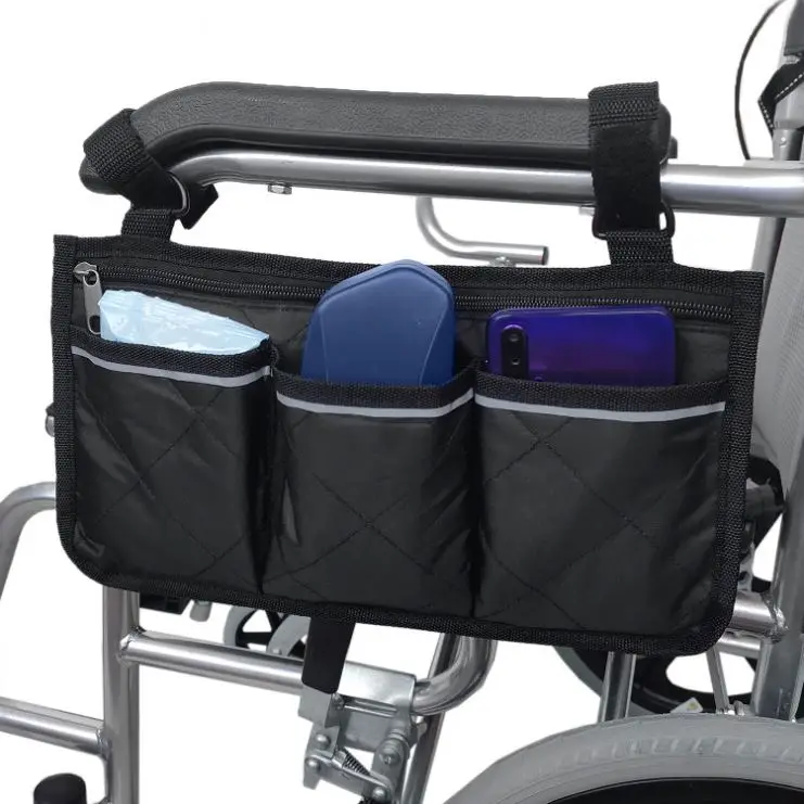 Multi Colors Hanging Wheelchair Side Armrest Storage Organizer Pouch Bag for Walkers, Rollators, Scooters