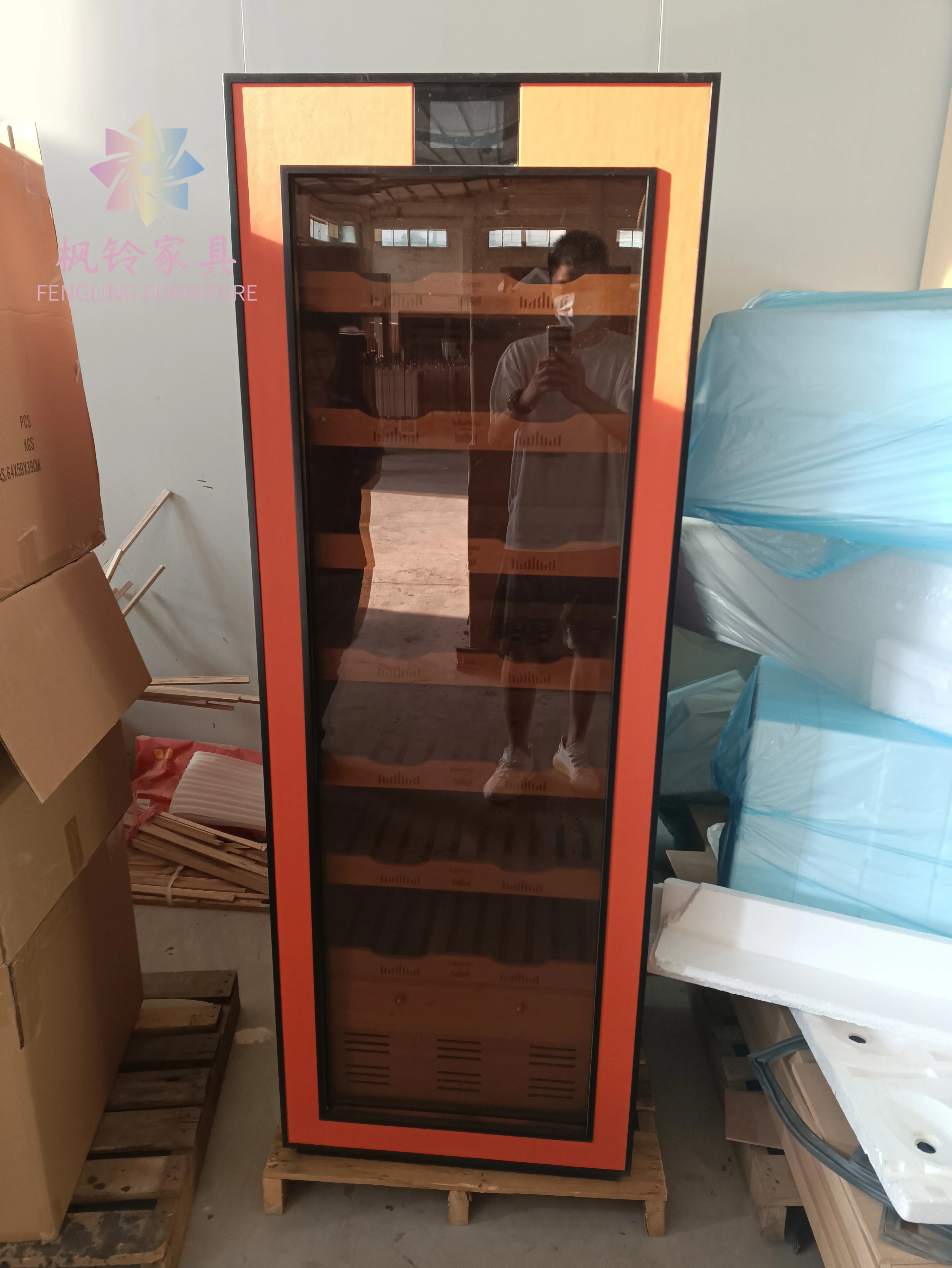 Custom Size Solid Wood Combination Lock Temperature And Humidity Electric Control Wine Cigar Cabinet