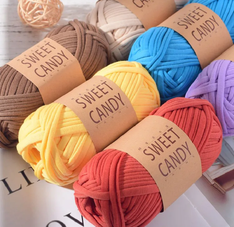 Wholesale T Shirt Yarn Colorful Crochet Cotton t-shirt yarn 100g for knniting