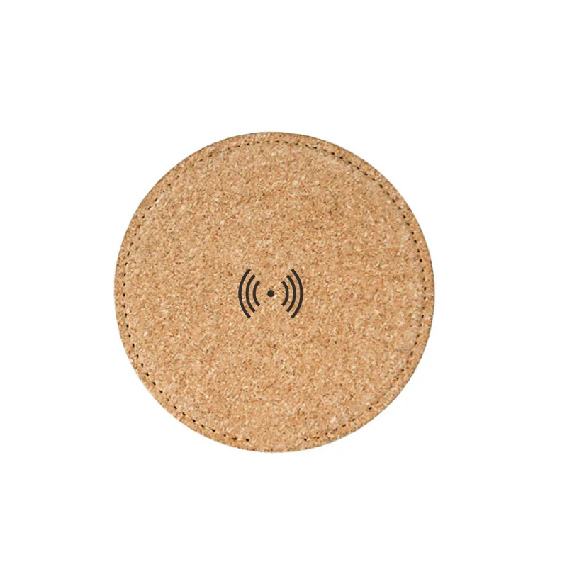 Green Cork Wireless charger Round portable degradable 15w Cork wireless charger