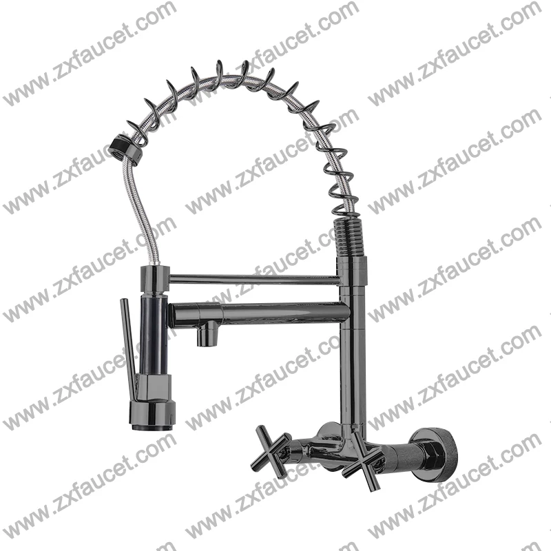 Zuoxuan American  Chrome Plated White Flexible Hose Mixer Tap Faucet For Kitchen