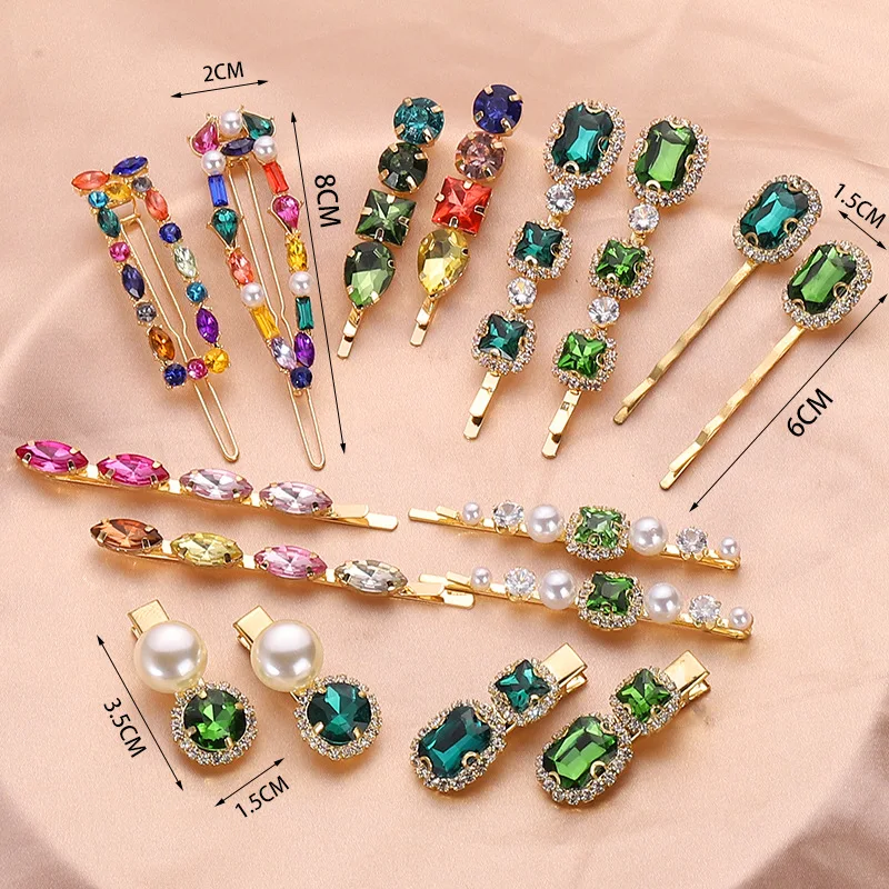 LRTOU Wholesale Fashion Hairgrips Fashion Girls Hair Pin Pearl Hair Clips Crystal Rhinestone Hairpins Hair Clips  for Women