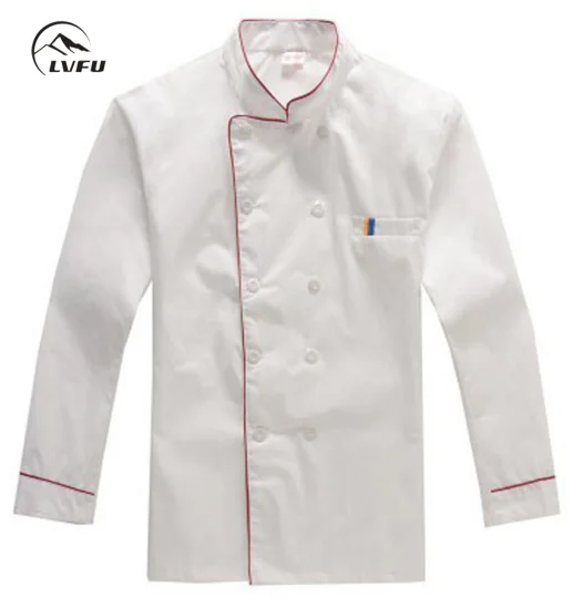 
White chef uniform Chinese style Breathable long sleeved customized chef jacket 