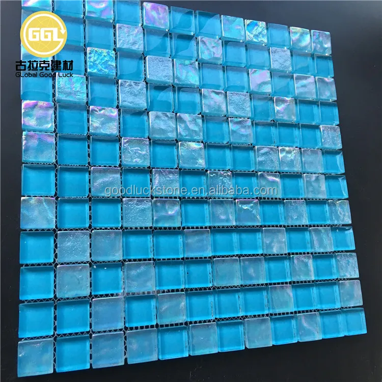 Outdoor Square Blue Glass Mosaic Tile Manufacturer Mosaic for Pool or Bathroom Decor