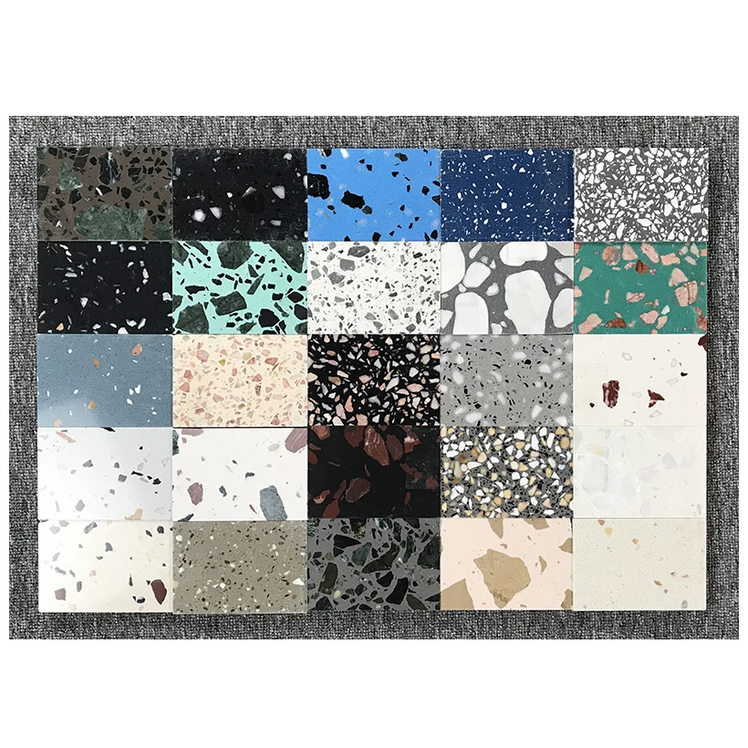 Colorful Artificial Granite Stone Glass Flakes Terrazo Table Flooring Tile Precast Terrazzo