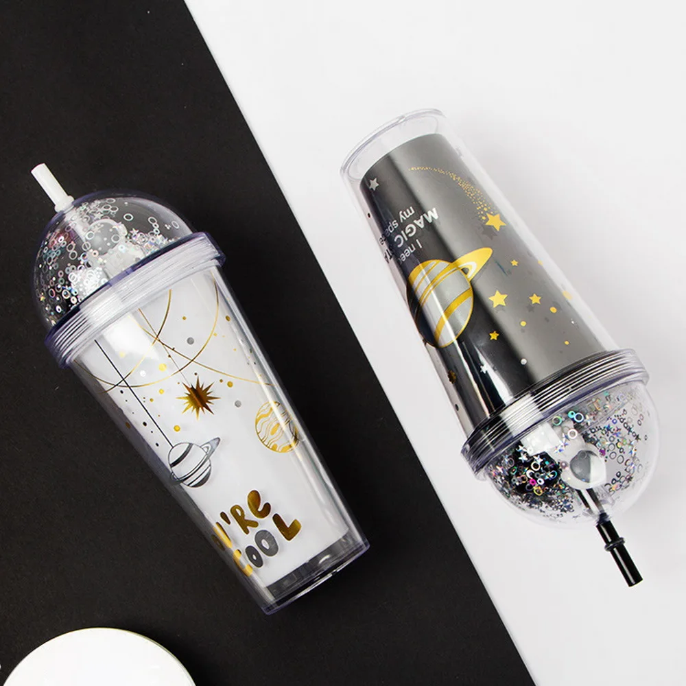 Пластиковые стаканы 18 унций с купольными крышками и соломинкой