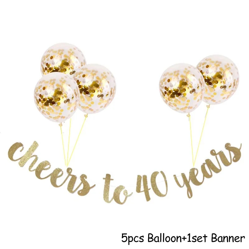  Happy Birthday 30/40/50/60 decoration set letter number banner glitter 12 inch confetti balloons Hello 30 Cheers to 40th