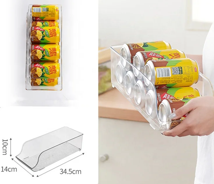 Transparent  Plastic Storage Freezer Organizer Refrigerator Stackable Storage Box Softdrink Household Storage Rack