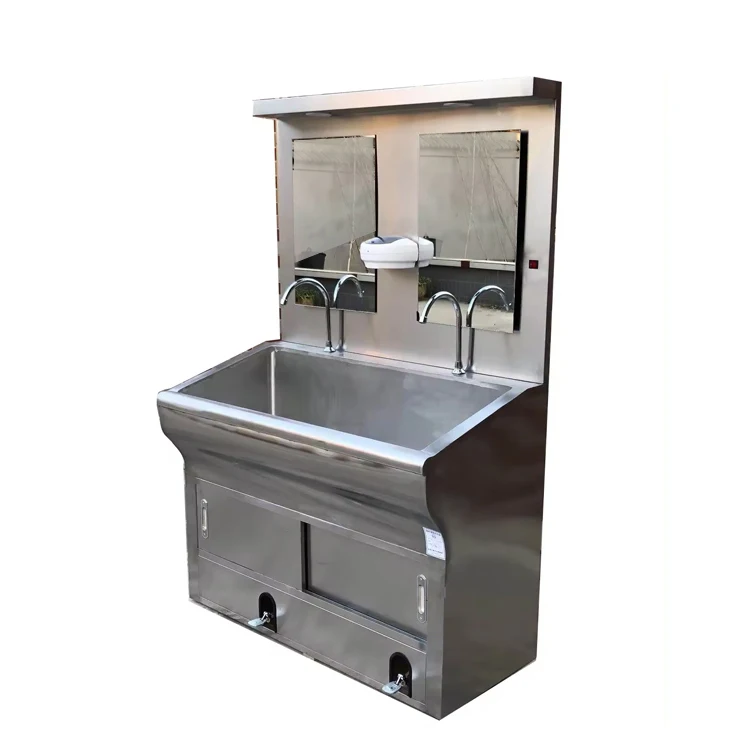 portable knee operated hand stainless steel washing hand sink without plumbing for hospital biosafety laboratories