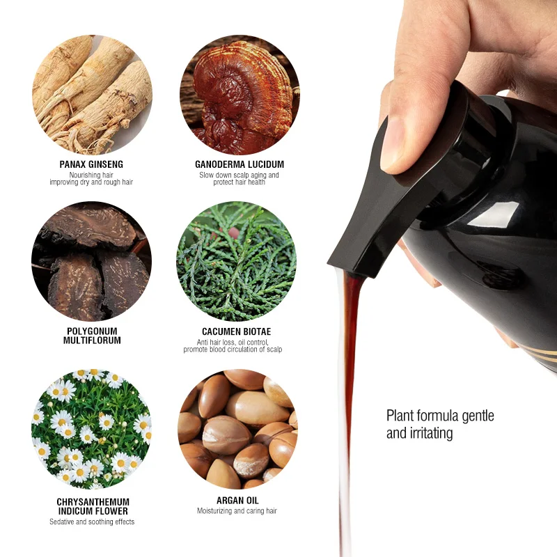 private label factory price herbal natural darkening  light brown magic black hair color shampoo hair dye for white gray hair