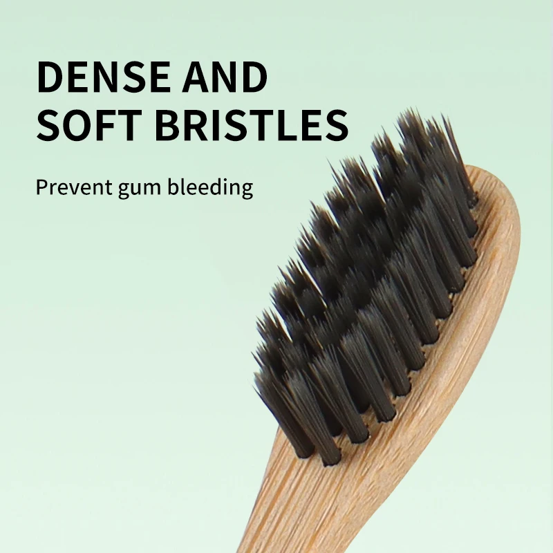 customizable Logo Black  Ultra Soft Fine Bristle Bamboo Charcoal Toothbrush For Adult