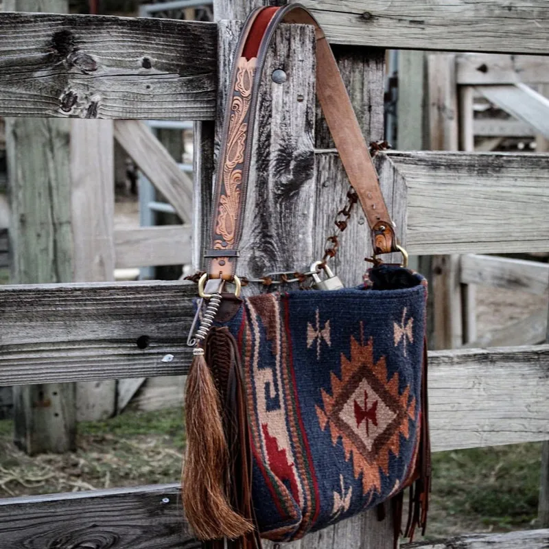 Hot sale vintage aztec tote bags canvas western large crossbody shoulder handbag travel tassel fringe bags