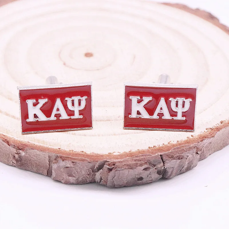 Новая шикарная красная и белая эмалированная греческая Каппа Альфа Пси акцент дизайн братская Мужская атрибутика Кай квадратная запонка