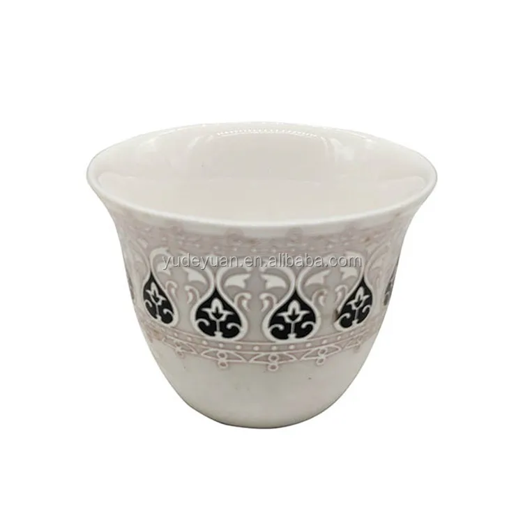 Porcelain Factory Custom Printed Design Luxury Small Coffee Arabic New Bone 80cc 60ccCawa Cup Set Without Handle