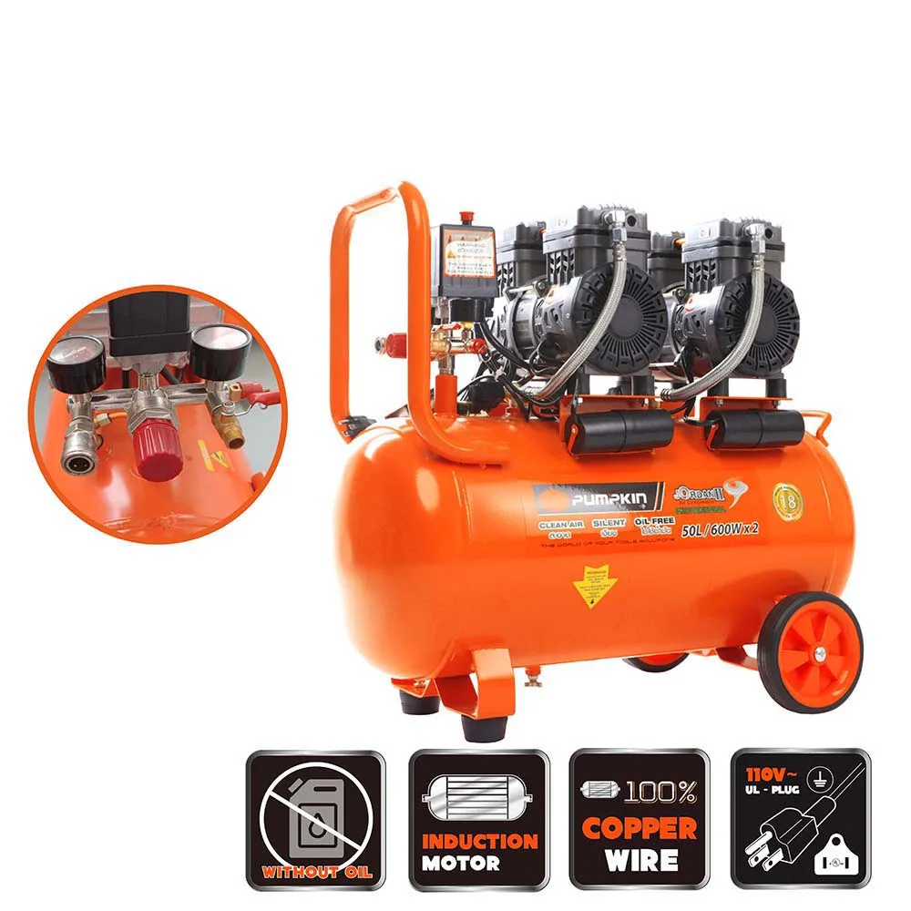 PUMPKIN TOOLS 110V COPPER WIRE 50L OIL FREE AIR COMPRESSOR 1200W MTC31540L