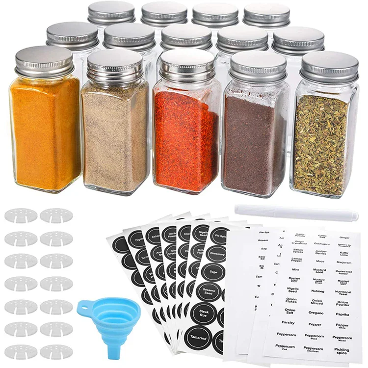 12-48Pcs/Sets Small 120ml 4oz Glass Spice Jars with Metal Airtight Lids Food Storage Containers for Kitchen