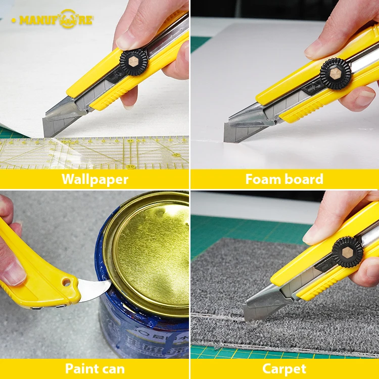 2022 Manufore 18 mm Snap-off Knife Plastic ABS Handle Safety Cutter Knife Paper Cutter Blade Knife Blades Box Cutters Custom