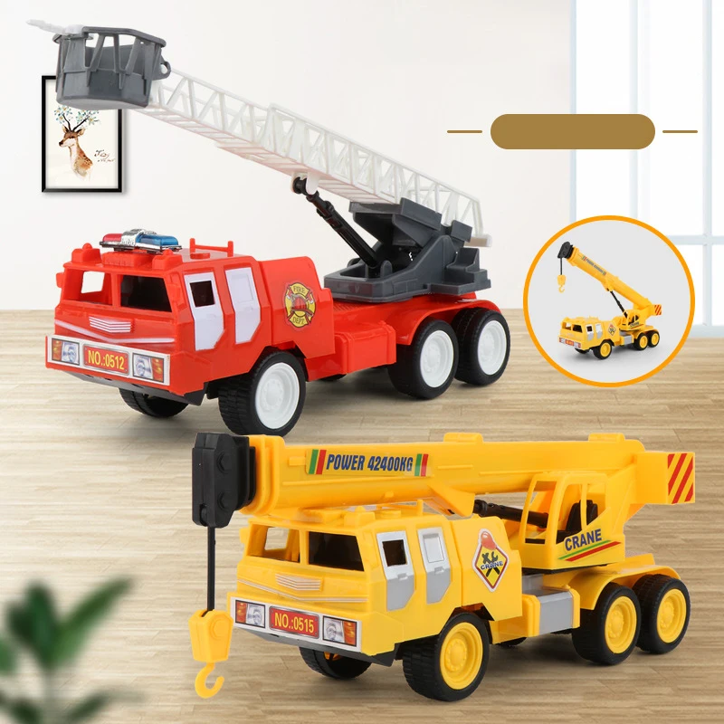 
1:36 Large Inertia Fire Engine Truck Ladder Truck 360 Degrees Rotatable Ladder Ground Engineering Truck Toy for Kids 