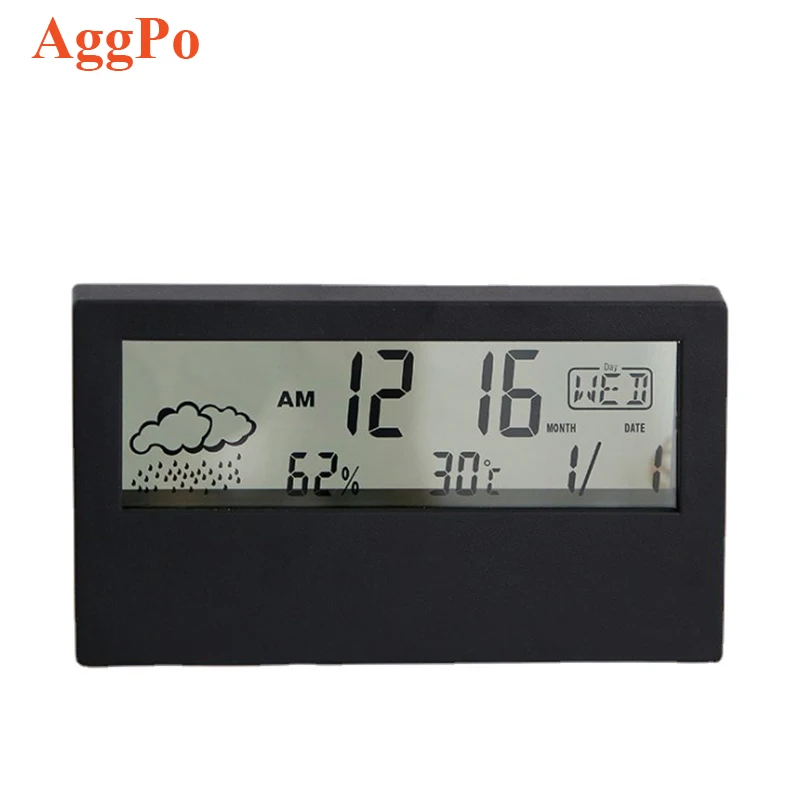 LCD electronic table clock hygrometer transparent alarm clock creative electronic digital display muti-funcition alarm clock