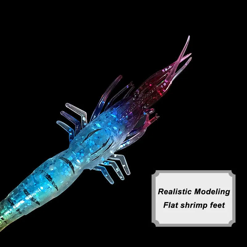 Super Attractive Fishing Lure Flat Clawed Biomimetic Shrimp Bait GJ20 9.5CM/3.4G Bait With Hook Glitter Inside Reflects Light